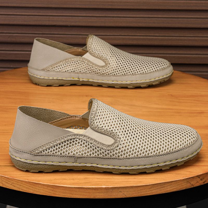 Cross-Border Slip-On Shoes For Men, Summer Lightweight Breathable Soft Sole Casual Shoes, Mesh Lazy Loafers_voghion.com