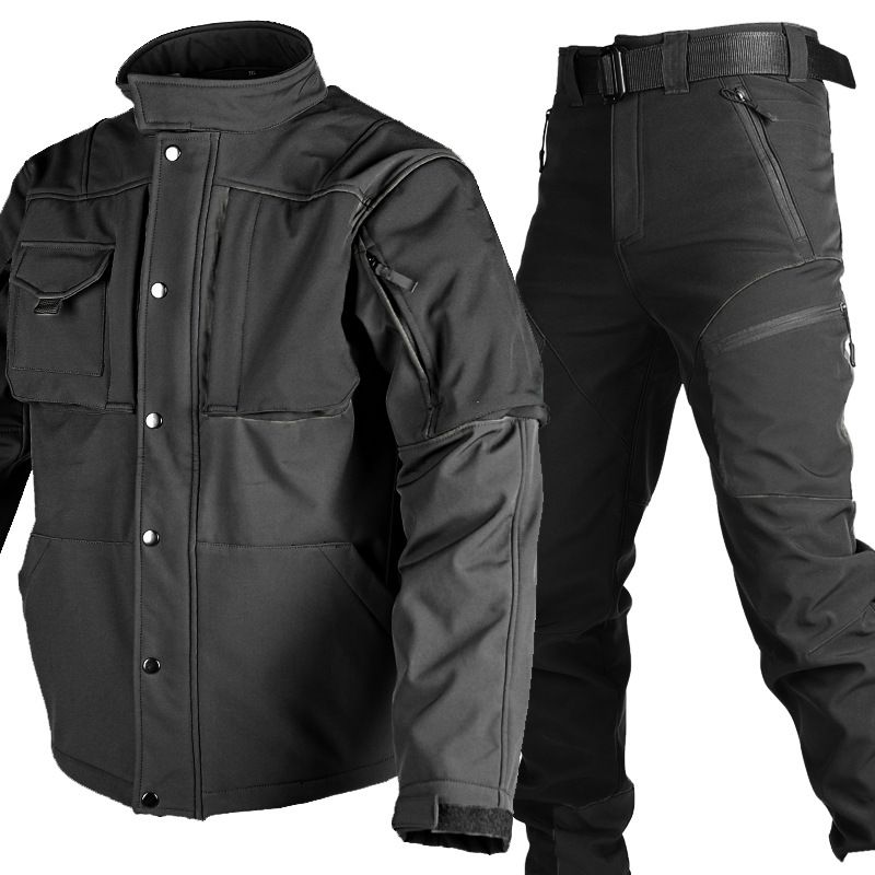Men's Clothing Soft Shell Tactical Suit Men's Outdoor Plus Velvet Warm Jacket Trousers Shark Skin Soft_voghion.com