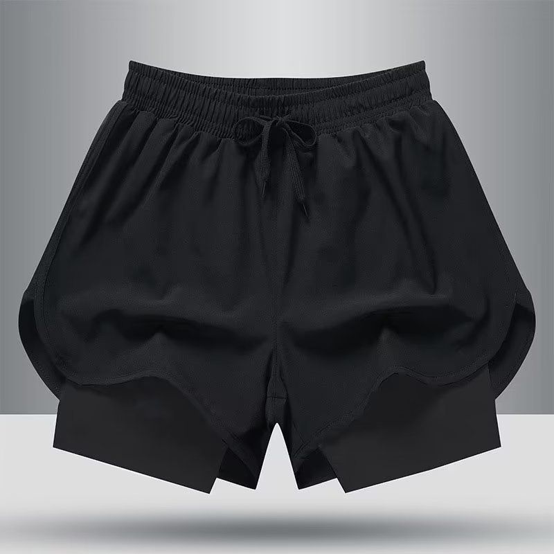 Roupas masculinas Shorts esportivos de verão Secagem rápida Corrida Basquete Treinamento Fitness Calças de comprimento médio com forro Elástico alto_voghion.com