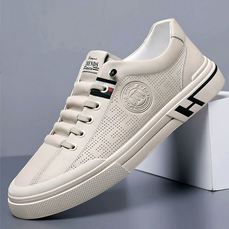 Herren-Sneaker Sommer 2023 neue geprägte atmungsaktive Sport-Freizeit-Netzschuhe, Jugendtrend, vielseitige weiße Herrenschuhe_voghion.com
