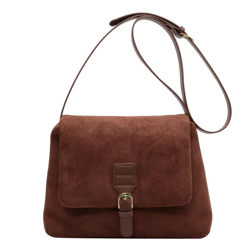 Borsa a tracolla casual da donna in pelle scamosciata, elegante, con tracolla singola, stile coreano, piccola, quadrata, autunno inverno, 2025_voghion.com