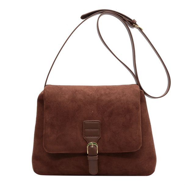 Borsa a tracolla casual da donna in pelle scamosciata, elegante, con tracolla singola, stile coreano, piccola, quadrata, autunno inverno, 2025_voghion.com