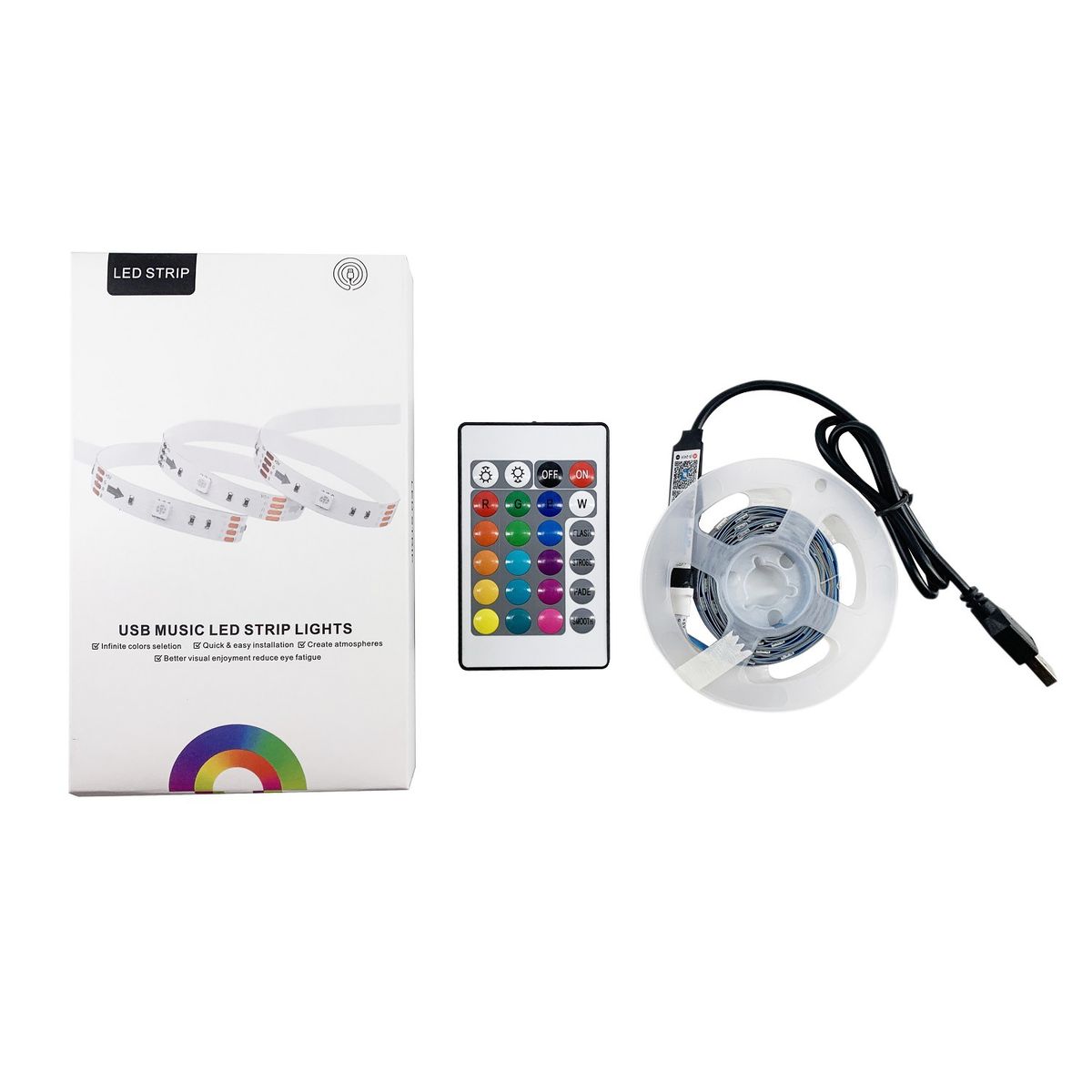 5V USB RGB LED Strip Lights, Bluetooth APP Control, 16 Million Colors, Music Sync & Dynamic Effects, Self-Adhesive 5050/2835 SMD_voghion.com