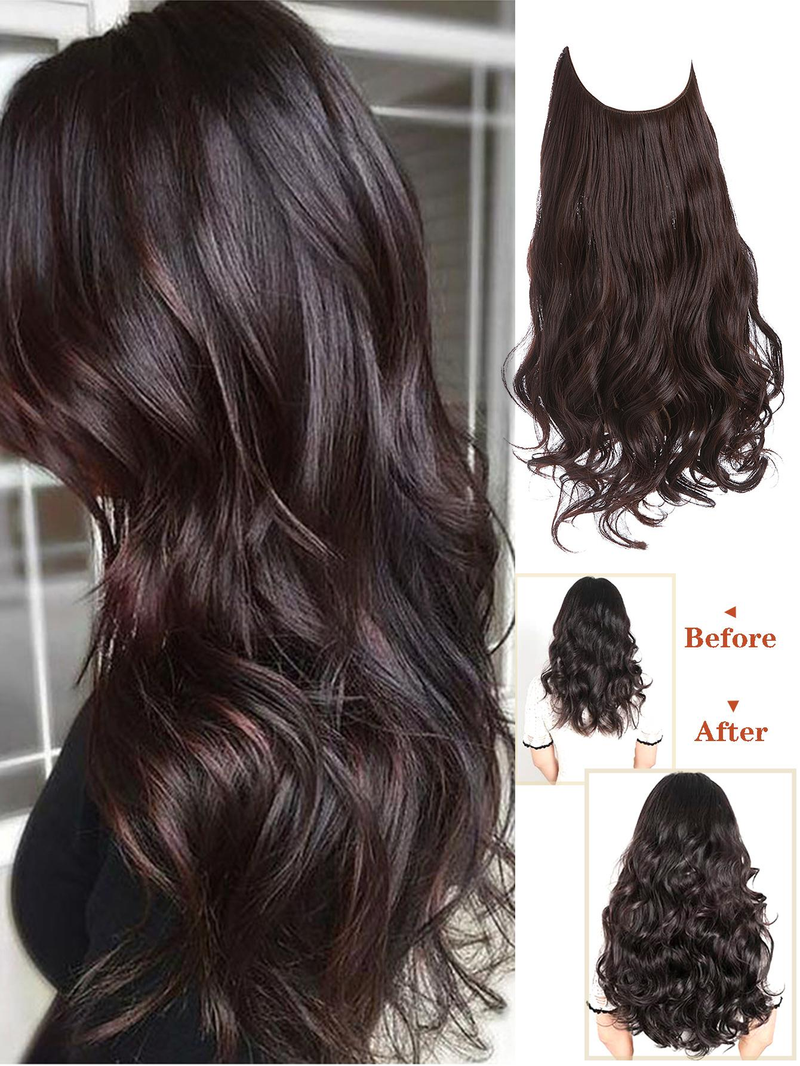 Extensiones de cabello sintético con alambre Invisible, Rubio sucio con extensión de raíz, piezas onduladas naturales, postizo_voghion.com