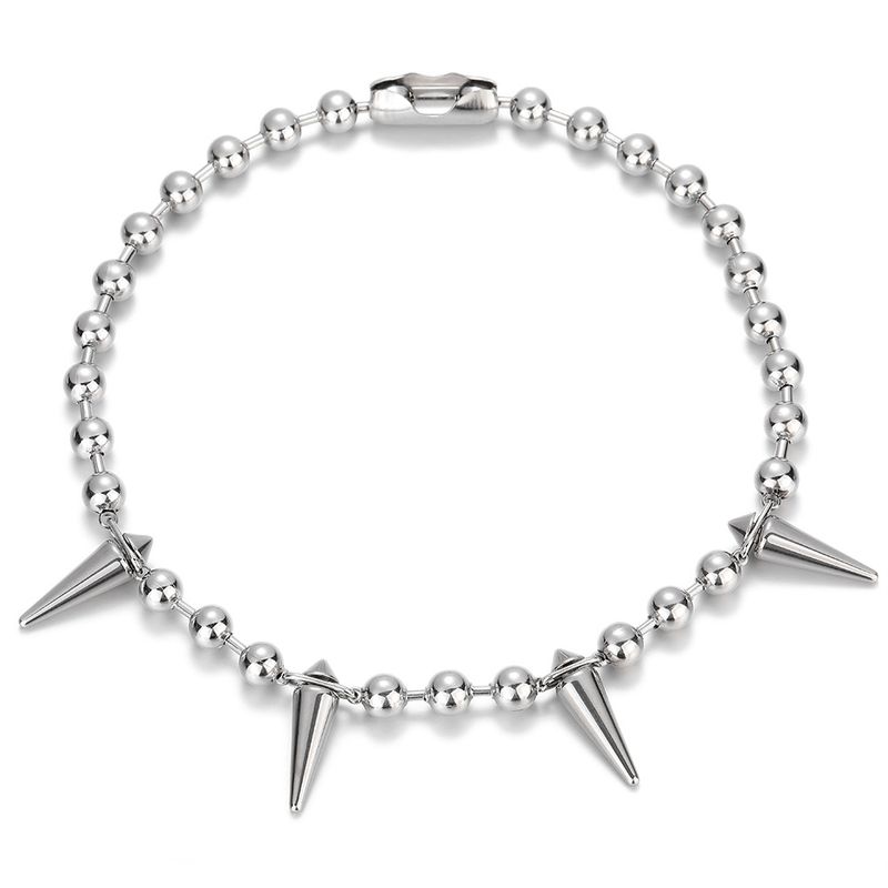Dolce Fresco Esagerato Rotondo Perline Catena Cono Rivetto Clavicola Catena Collana Collare Uomo e Donna Accessori Di Alta Qualità_voghion.com