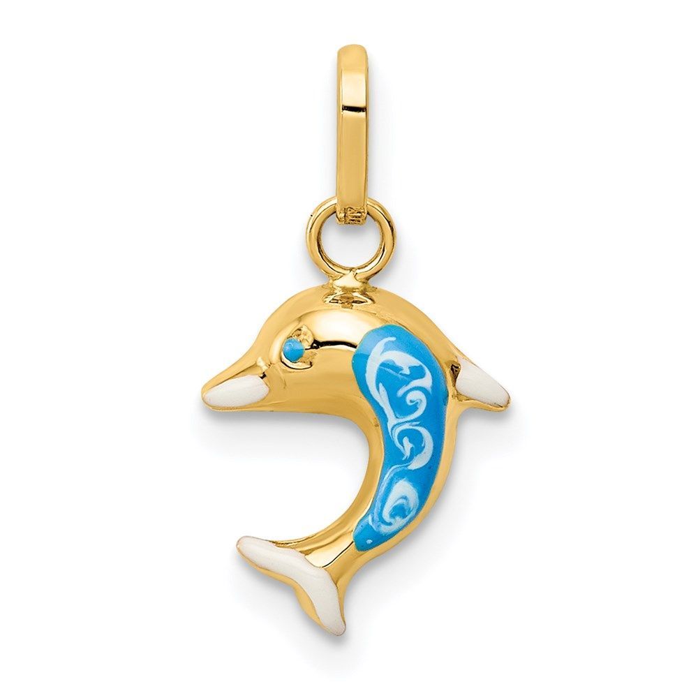 14k Enameled Dophin Charm_voghion.com