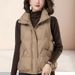 Gilet matelassé d'hiver pour femme avec motif 3D, veste matelassée légère, vêtement d'extérieur décontracté pour temps froid, manteau chaud doublé polaire (kaki, noir)_voghion.com