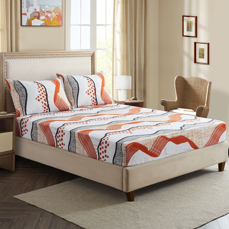 Wave Stripe Geometric Fitted Sheet 3D Printed Polyester Bedding Set Modern Abstract Pattern Wrinkle Resistant Duvet Cover_voghion.com