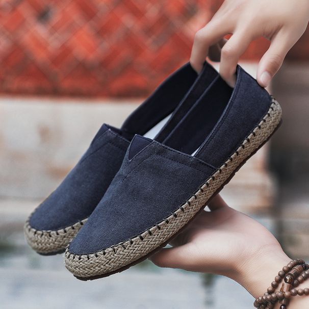 Cost performance Summer Breathable Canvas Lazy Man Kicks on Men's Fisherman Versatile Casual Linen Chinese Style Old Beijing Grass Shoes_voghion.com