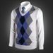 Ärmellose Weste aus Wollmischung mit V-Ausschnitt für Herren – Klassisches Karo- und Camouflage-Muster, schmale Passform, lässige und vielseitige Pullover-Strickweste für den Herbst_voghion.com