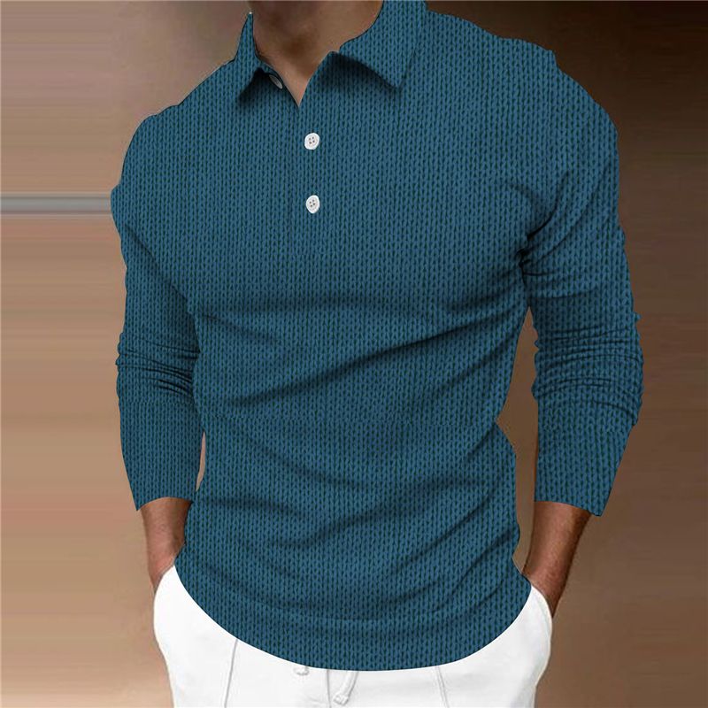 2023 Polo da uomo a maniche lunghe con bottoni Camicia con risvolto casual stampata in 3D Alphabet K Top sportivo_voghion.com