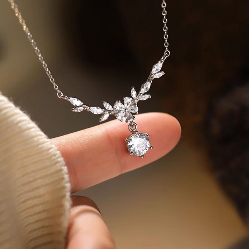 999 Sterling Silber Kirschblüten Halskette Weiblicher Waldstil Ins Blumenzweig Lorbeer Leichte Luxus Schlüsselbeinkette Für Freundin Bestie Geschenk_voghion.com