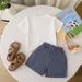 2025 Summer New Tie, Vest, Short Sleeve Set, Boys' Baby Casual Shorts Two Piece Set_voghion.com