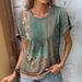 Plus Size 2025 Summer New Women's Printed Pattern Round Neck T-Shirt Short Sleeve Pullover Best For Summer_voghion.com