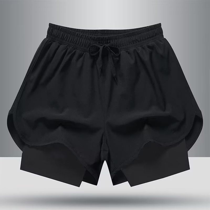Spodenki fitness w stylu amerykańskim, męskie spodnie do biegania z podszewką, dwuczęściowe, treningowe, antyodblaskowe, trzypunktowe_voghion.com