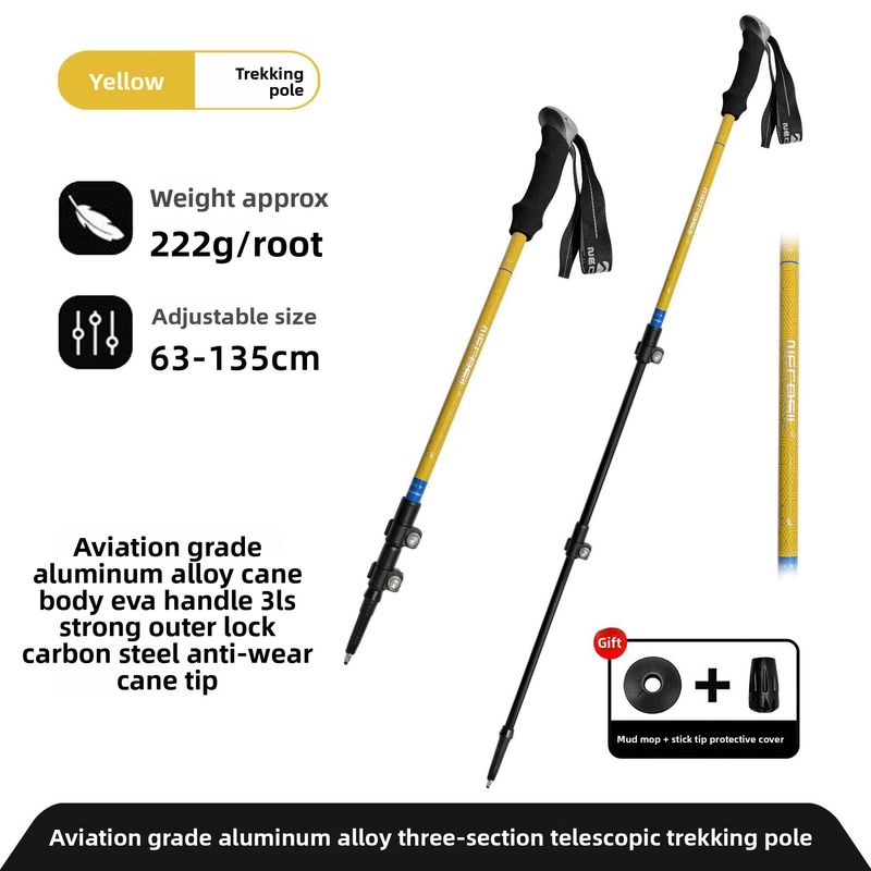 Newcastle Aluminum Alloy Trekking Pole Three-Section Telescopic External Lock Multi-Functional Lightweight Portable_voghion.com