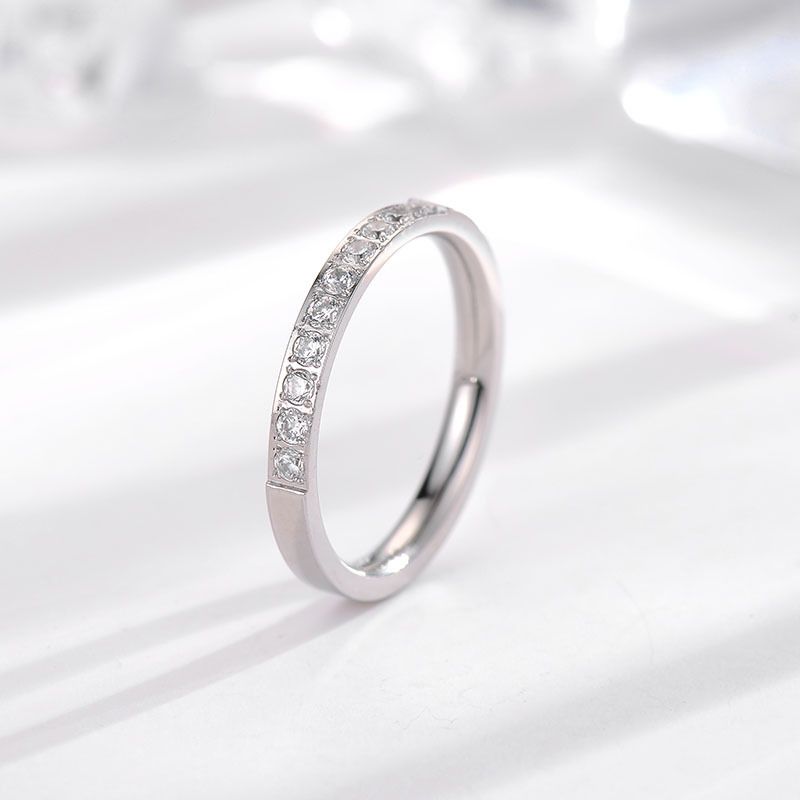 Light Luxury And Simple CNC Micro Inlaid Ten Diamond Titanium Steel Ring, Women's Rose Gold Does Not Fade, Couple's_voghion.com