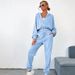 Women's solid color coat pantsuit_voghion.com
