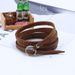 Pulsera de cuero genuino con cinco anillos en relieve para hombre, personalizada con múltiples anillos_voghion.com