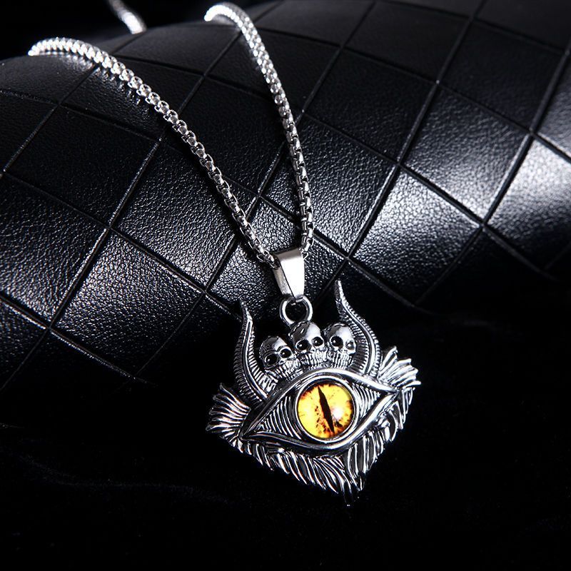 Mighty Devil's Eye Satan Earth Splitting Ghost Bull Horn Halskette Bruder Trendy Persönlichkeit Hip Hop Vielseitiger Anhänger_voghion.com