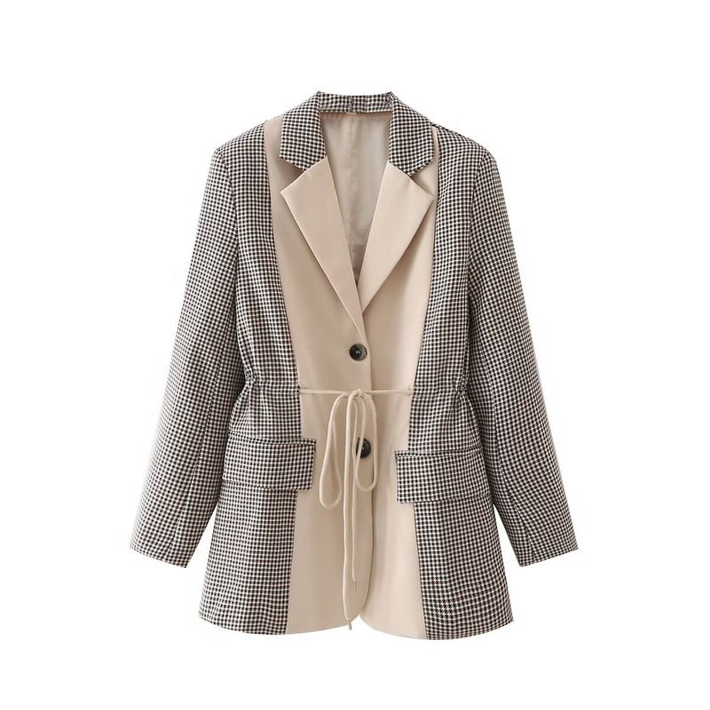 Giacca da abito con coulisse color block, nuova, alla moda e versatile, stagione autunnale 2023 da donna_voghion.com