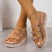Plus-size Sandals Women's Fashion Fish Mouth One-line Buckle Wedge Muffin Bottom Open-toe Sandals_voghion.com