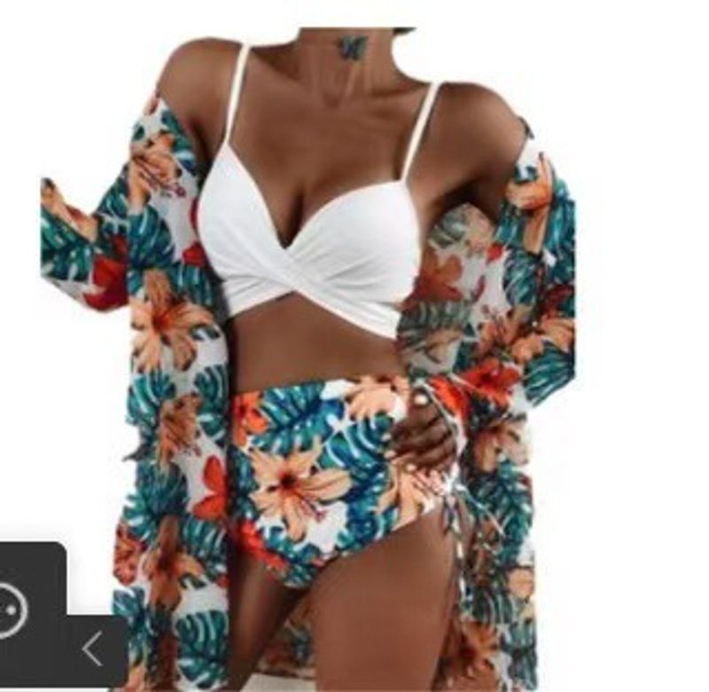 Dameskleding Nieuwe badpak Dames sexy bikini Sexy mesh zonnebrandcrème split driedelig bedrukt badpak_voghion.com