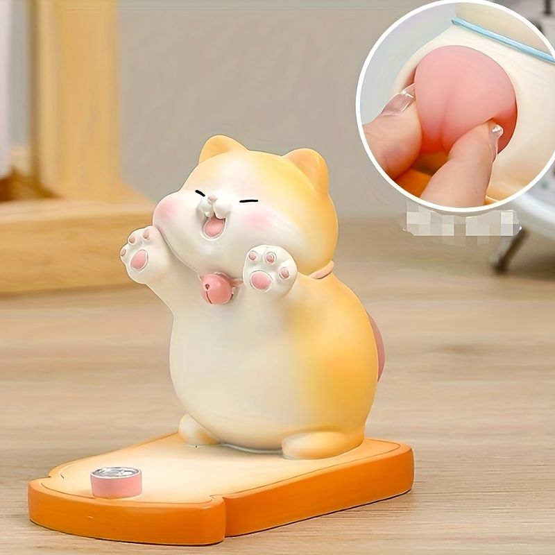 [Hot sales]Kitten Mobile Phone Holder: ABS Resin, Cute Cat Pounce, Office Workstation, Decompression, Healing, Good Thing_voghion.com