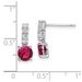 Sterling Silver Rhodium-plated Created Ruby And CZ Post Dangle Earrings_voghion.com