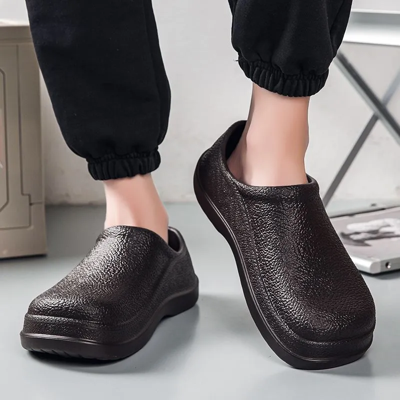 Chaussures de restaurant de service alimentaire pour hommes, chef antidérapant résistant à l'huile pour chaussures de travail de cuisine_voghion.com