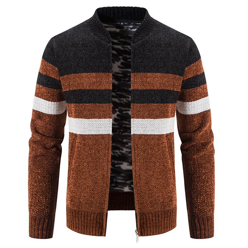 Herrenbekleidung plus Kaschmir-Strickjacke, modischer, farblich passender, warmer Pullovermantel_voghion.com
