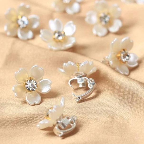 10-teiliges europäisches und amerikanisches Bestseller-Zubehör für DIY-Perücken und Dreadlocks, weiße Haarspangen und -ringe in Blumenform mit Strasssteinen_voghion.com