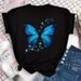 Colorful Butterfly Petal Print Women T-shirt Fashion Short Sleeve oNeck t shirt female Cute cartoon Tee Female Tops_voghion.com