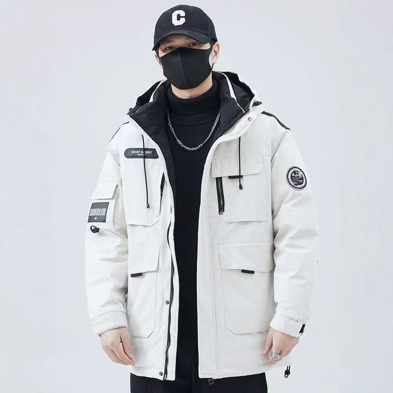 Herren-Arbeitsjacke, Winter, neuer amerikanischer Stil, Parka mit Kapuze, Entendaunen, warm, verdickter Mantel_voghion.com