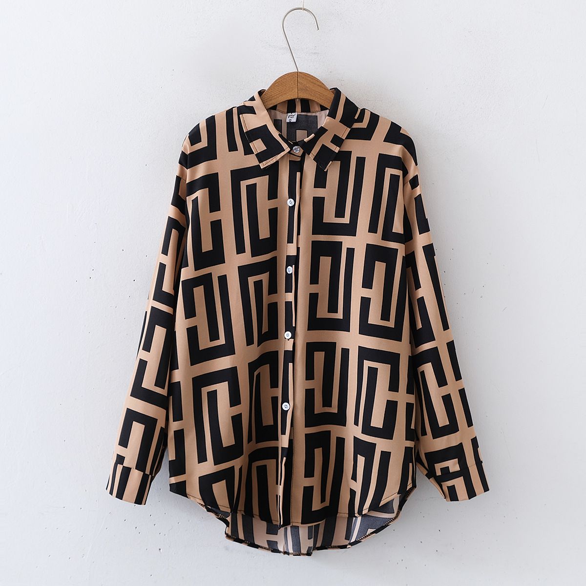 Nowa, luźna koszula z kwiatowym nadrukiem i długim rękawem, z kołnierzykiem typu "pull-down" dla kobiet_voghion.com