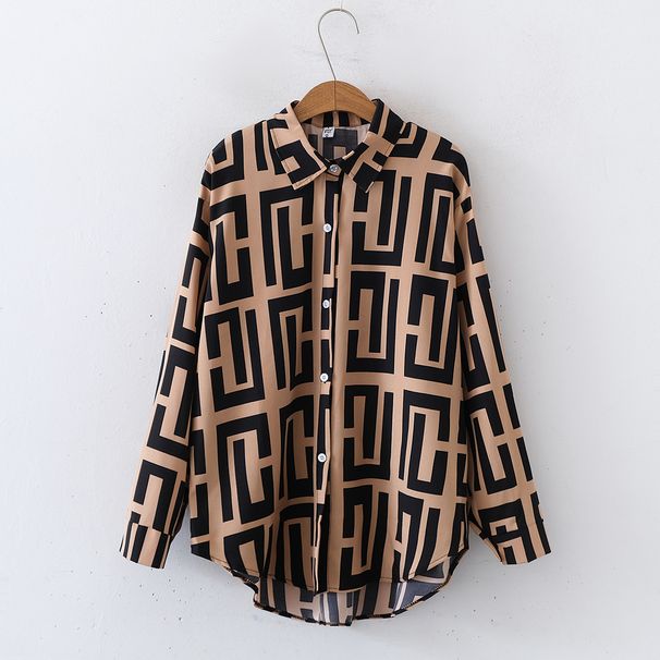 Nowa, luźna koszula z kwiatowym nadrukiem i długim rękawem, z kołnierzykiem typu "pull-down" dla kobiet_voghion.com