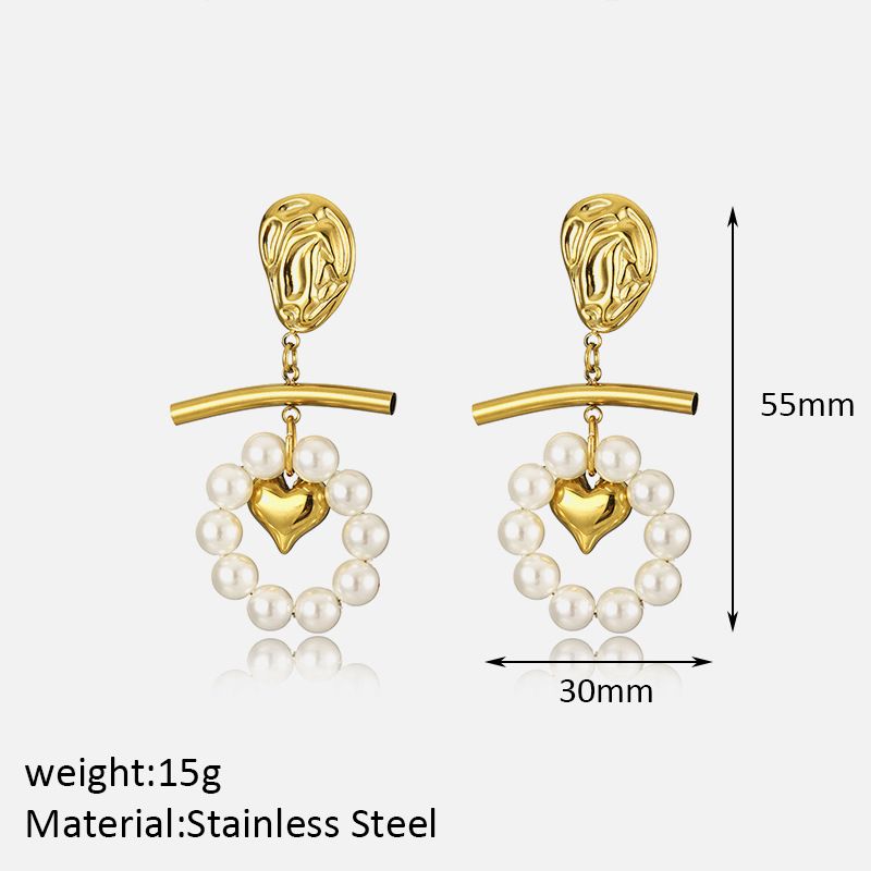 Unisex French Style Exquisite Three Dimensional Love Earrings For Girls Fashion Light Luxury Stainless Steel Gold Plated Earrings_voghion.com