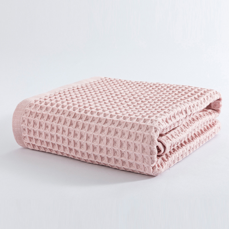 Badetuch aus reiner Baumwolle mit Waffelmuster, weich, saugfähig, schnelltrocknend, für den Haushalt, Badetuch für Erwachsene, Unisex, 70 × 140 cm, mehrfarbig_voghion.com