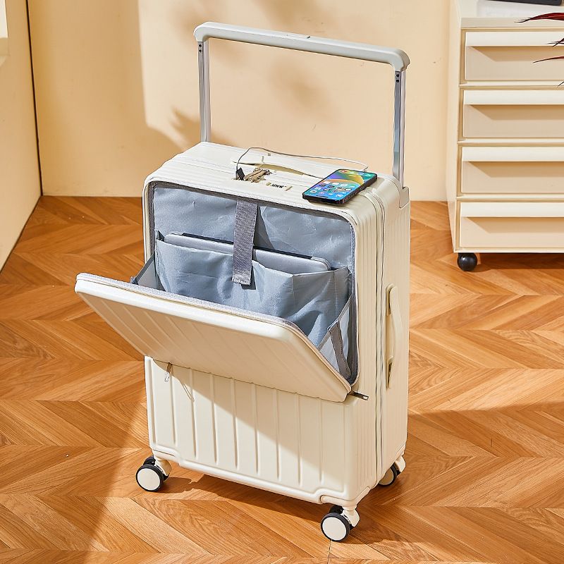 Gepäck Breiter Trolley Gepäck Frontöffnungsbox Damentrolley 24 Zoll Große Kapazität Passwort Reiselederkoffer_voghion.com