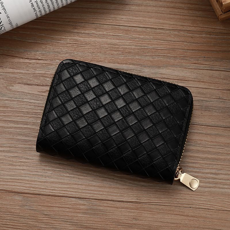 Neue kurze gewebte Organkartentasche, modische Geldbörse mit Reißverschluss, multifunktionale Diebstahlschutztasche für Damen und Herren_voghion.com