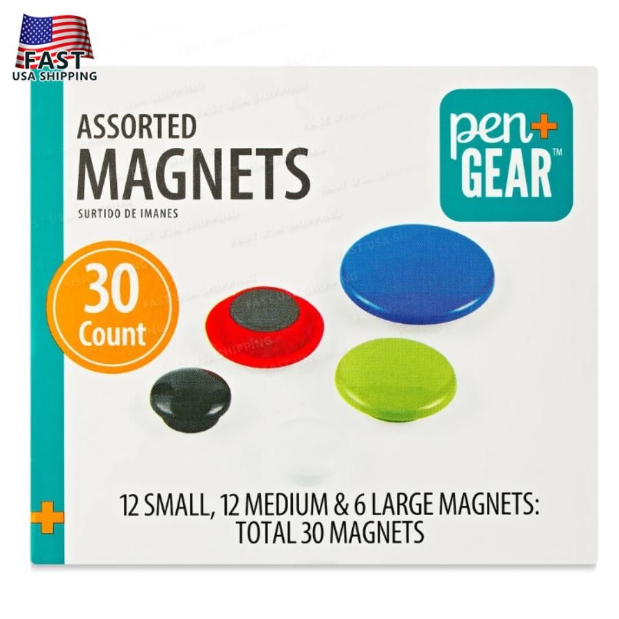 For Whiteboard Covered Office 30 Buttons Magnets Round Assorted Magnetic 5 - Counts School Refrigerator C Home Pen+Gear Plastic_voghion.com