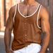 2024 Men's Summer Beach Tank Casual Color Block Regular Fit T-Shirt Top_voghion.com