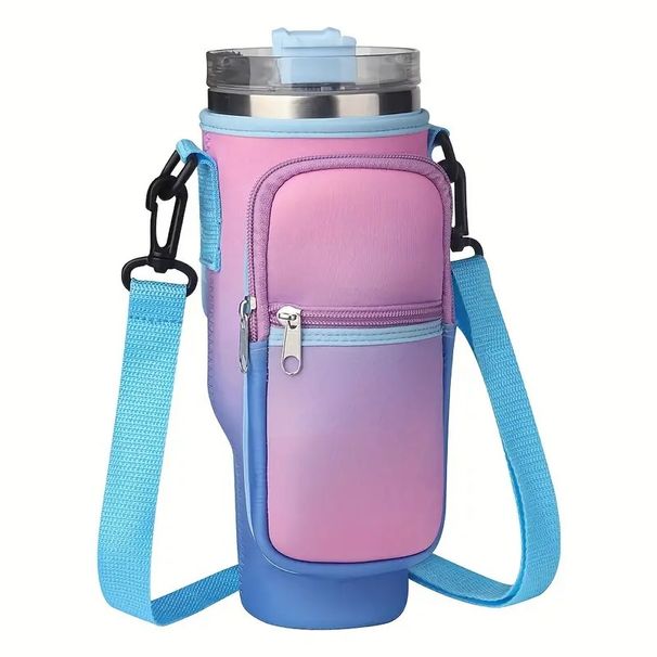 Neoprene water cup holder with crossbody water cup storage bag multifunctional 40OZ external heat insulation handle mug holder kettle_voghion.com