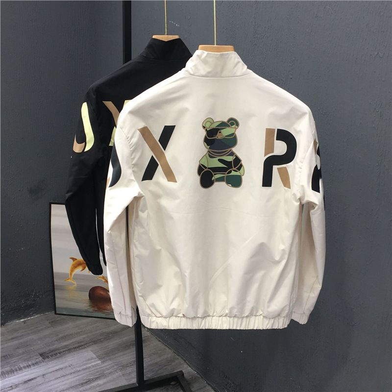 Herrenbekleidungsmarke Internet-Promi-Bärenjacke Herrenstil Jugend vielseitiger Stehkragen hübsche große Tasche kleine Jacke Herrenbekleidung_voghion.com