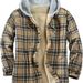 Flannel Shirt Jacket Men's Wool Hoodie Sherpa Lining Plaid Button-Down Sweatshirt For Fall/Winter_voghion.com