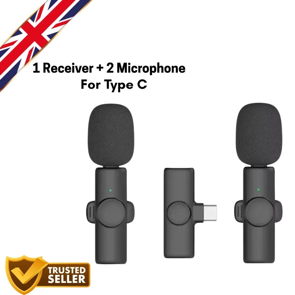 Mini microphone cravate sans fil pour iPhone, Samsung Type C, enregistrement vlog_voghion.com