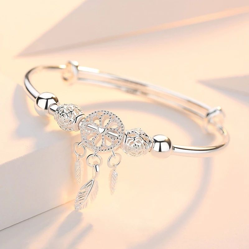 Sterling VENUS Sier Gold Bracelet for Women Girl Adjustable Dreamcatcher Tassel Feather Beads Jewelry Dro_voghion.com