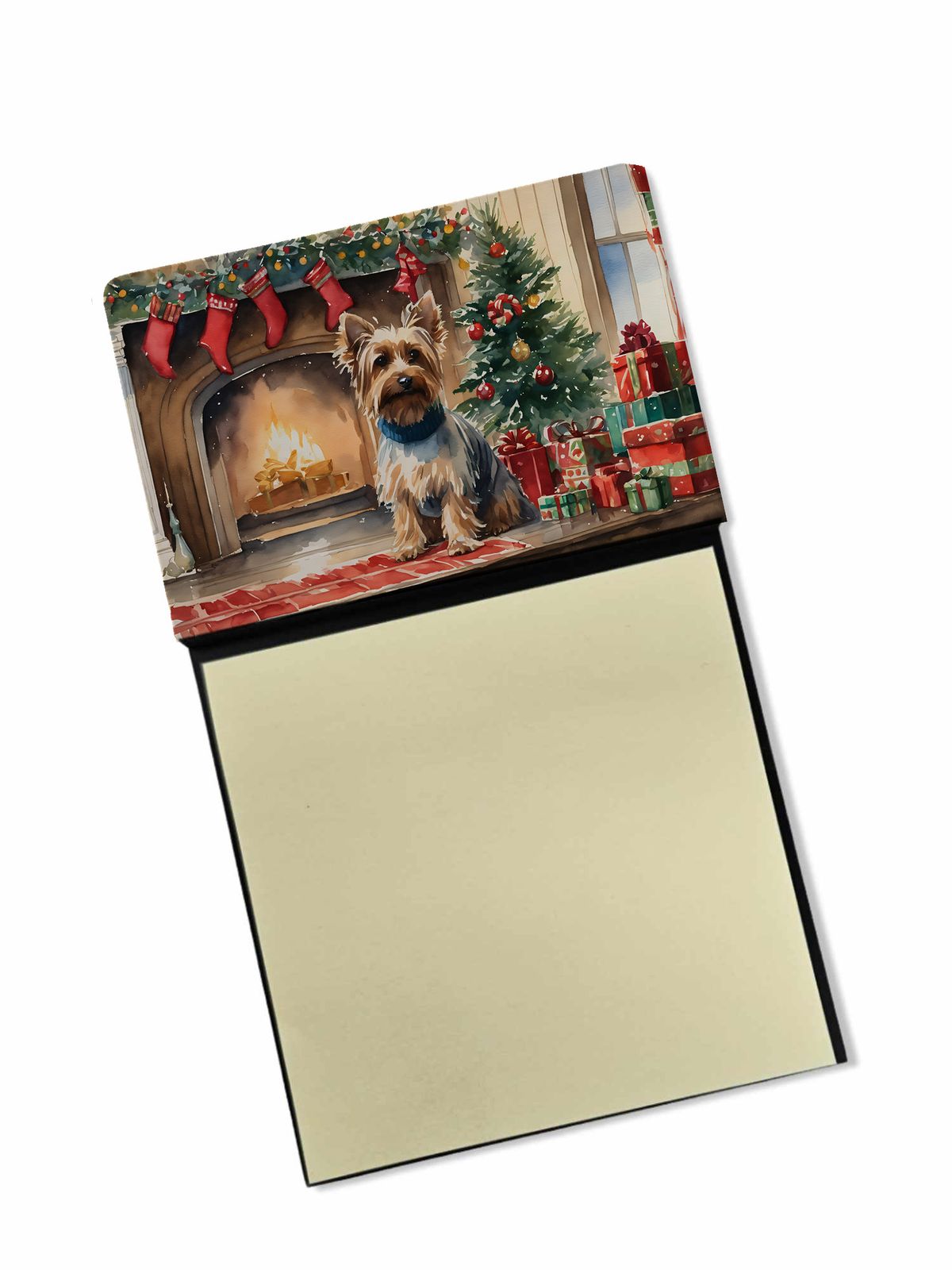 NEW Silky Terrier Cozy Christmas Sticky Note Holder Refillable Dispenser Self-Sticky Note Pads, Memo Pads Blank Desk Accessories_voghion.com