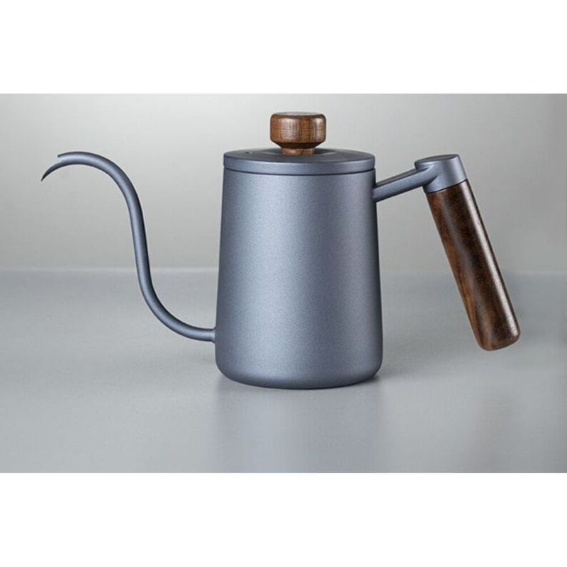 YEFFAC Narrow Spout Walnut Wood Handle 304 Stainless Steel Pour Over Home Coffee Kettle_voghion.com