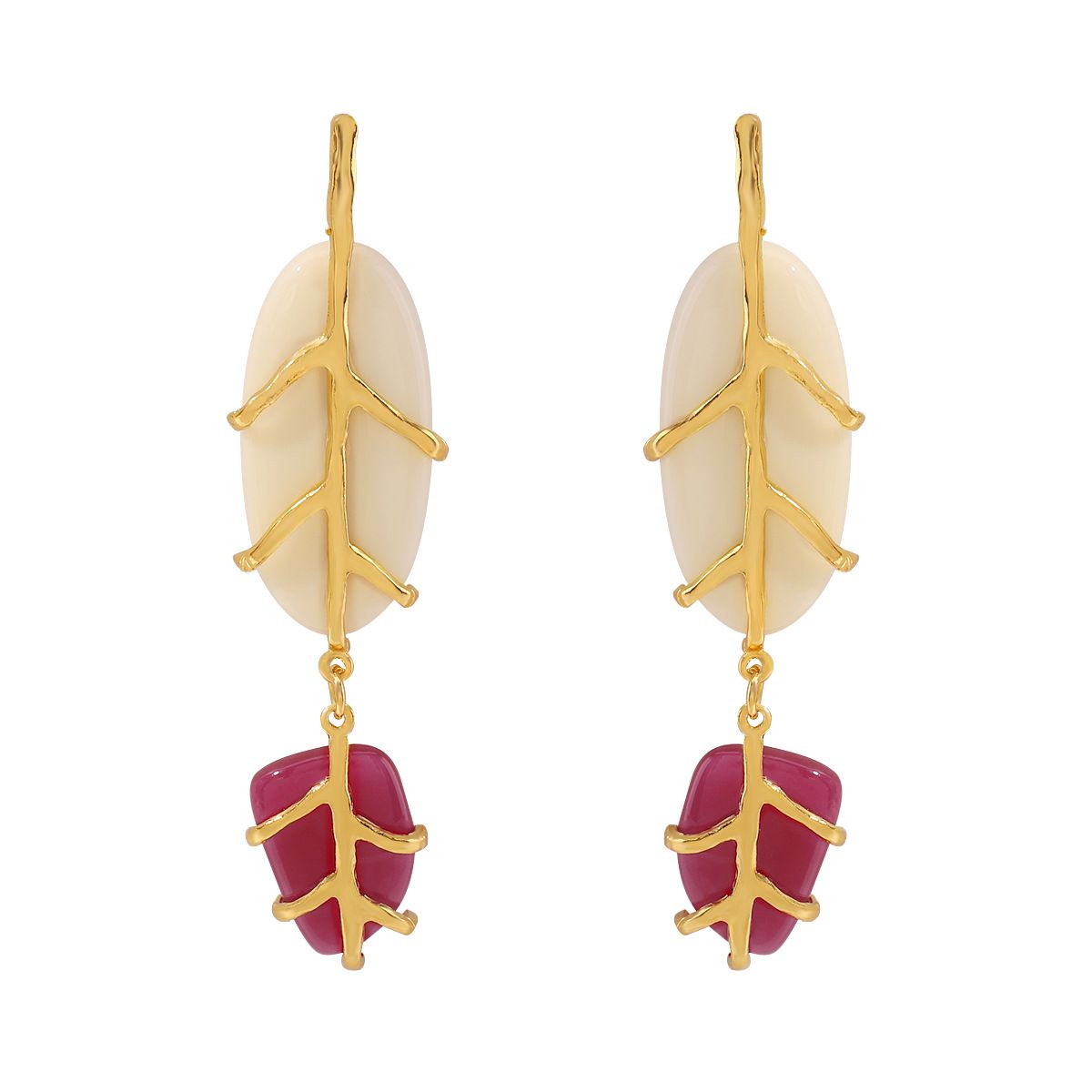 E12675ZA Azonos stílusú fülbevalók Divatos levélmintás gyanta temperamentumos sokoldalú női fülbevalók_voghion.com